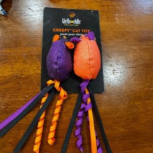 Thrills & Chills Creepy Cat Toy 2‎ Pack Glitter Mice Halloween Purple Orange NEW